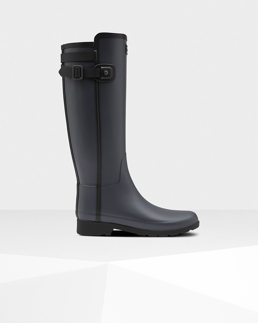 Women Hunter Refined Slim Fit Contrast | Tall Rain Boots Black | NZ-85247-AFGE